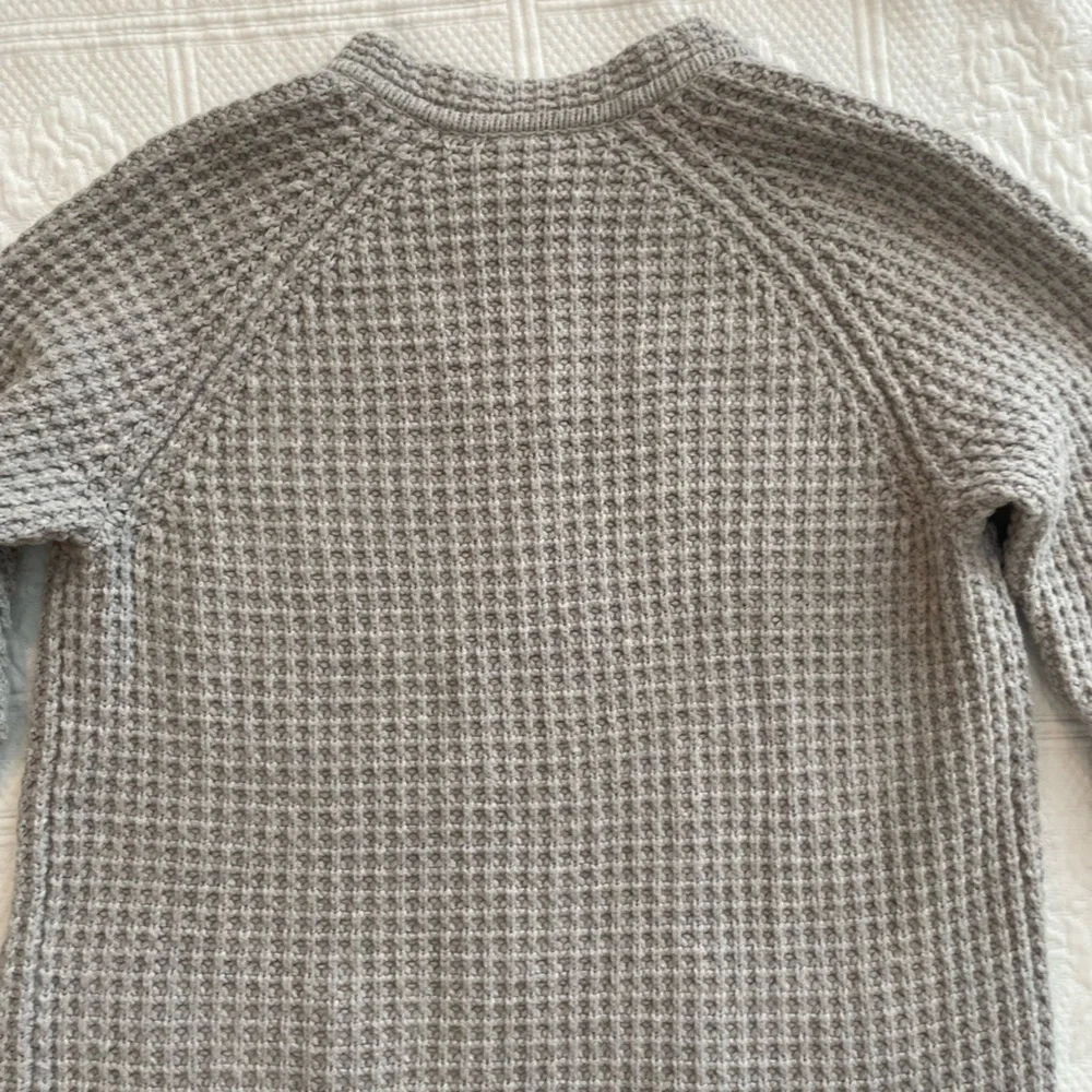 Madewell Waffle Stitch Long Sweater Cardigan Coat Pockets Gray/Silver Wool Blend